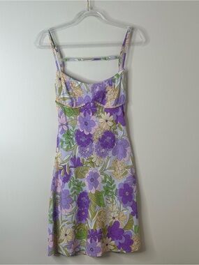 Sky to Moon Purple Floral Mini Dress Size S